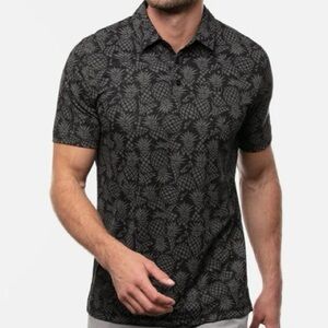 Travis Mathew Black Pineapple Pattern Polo Sz Large
